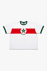 T-shirt Cynique Maroc en édition spéciale. Coupe boxy, détails verts et rouges, inspiré des racines et de la fierté marocaine.