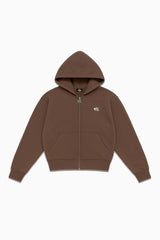 Zipper Cynique marron avec broderie logo ton sur ton. Un basique premium au style épuré, parfait pour compléter un look streetwear décontracté.