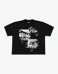 T-shirt noir oversize Cynique avec imprimé graphique “Was Created To Create” en blanc. Design streetwear artistique, typographie travaillée, pièce originale pour look affirmé.